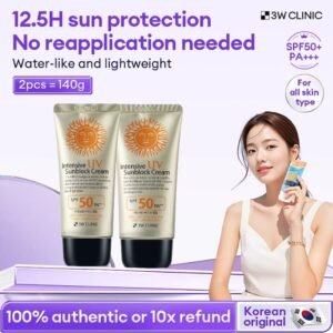 3W Clinic Intensive UV Sunblock Cream SPF 50+ PA+++ (Pack of 2)